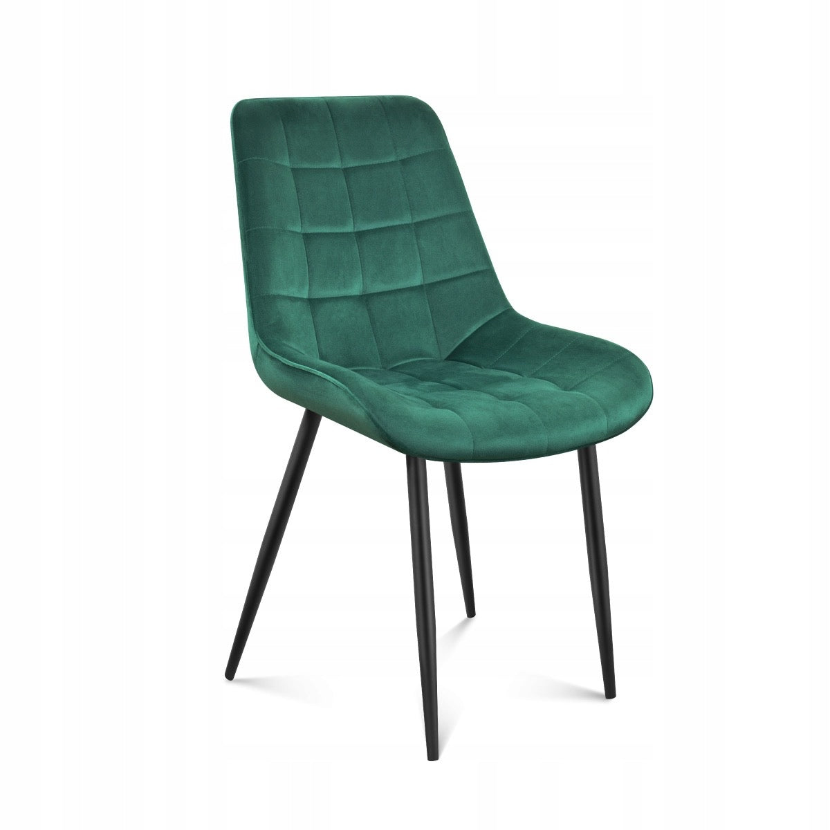 Padded chair, in green velvet