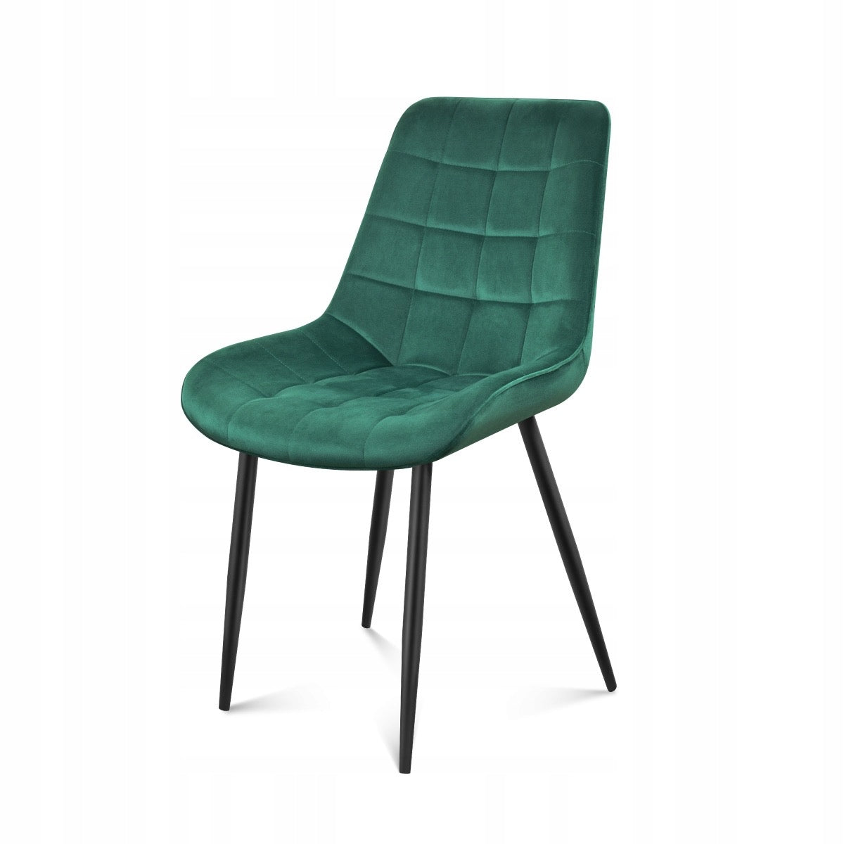 Padded chair, in green velvet