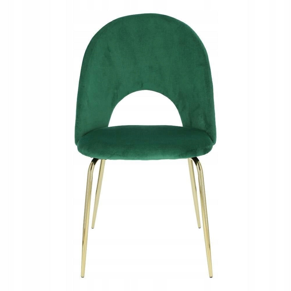 Green velvet chair with gold colored legs